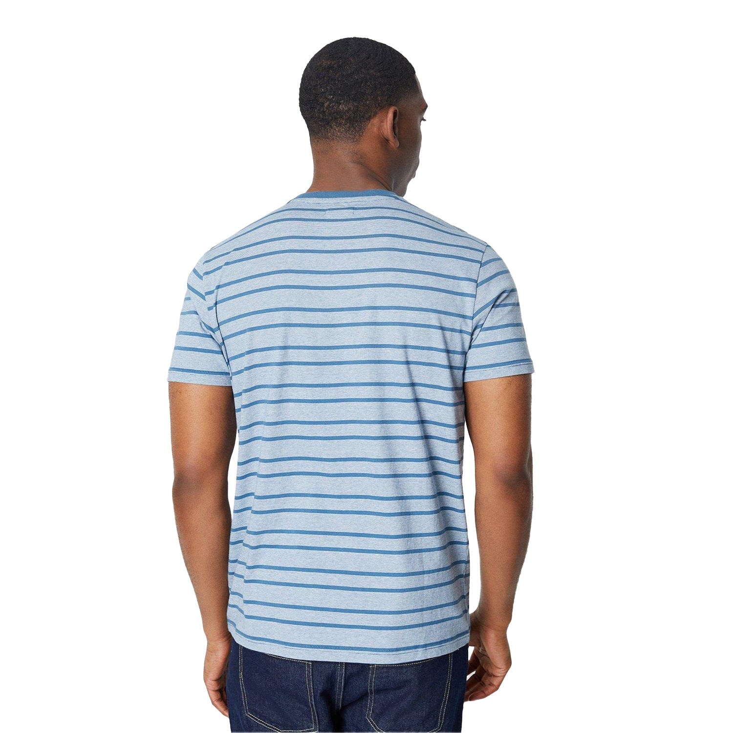 Airforce Blue - Back - Maine Mens Austin Stripe T-Shirt