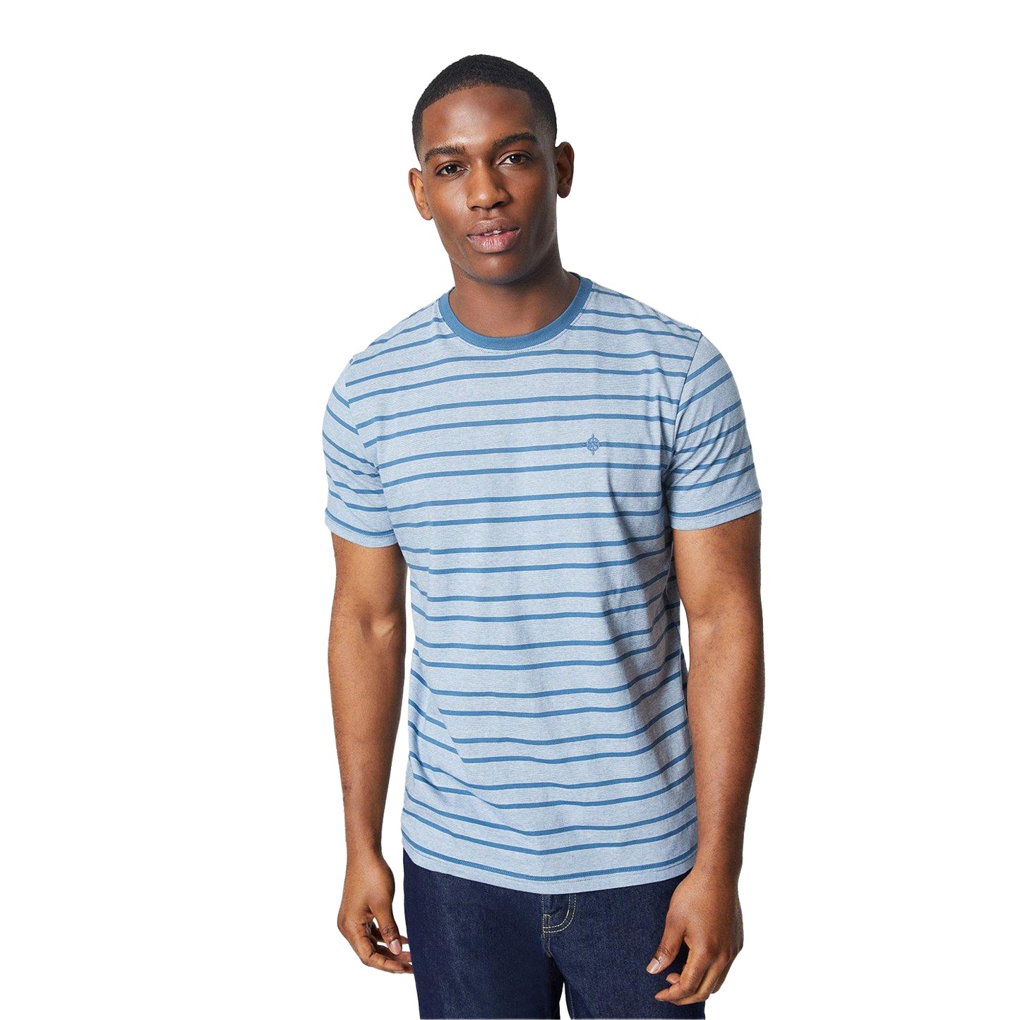 Airforce Blue - Front - Maine Mens Austin Stripe T-Shirt