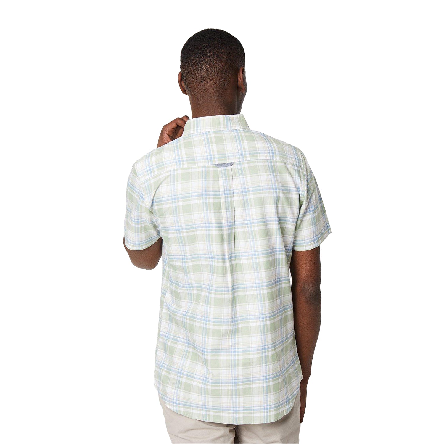 Light Green - Back - Maine Mens Checked Short-Sleeved Summer Shirt