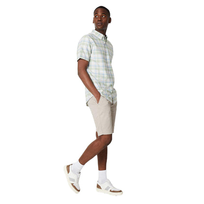Light Green - Side - Maine Mens Checked Short-Sleeved Summer Shirt