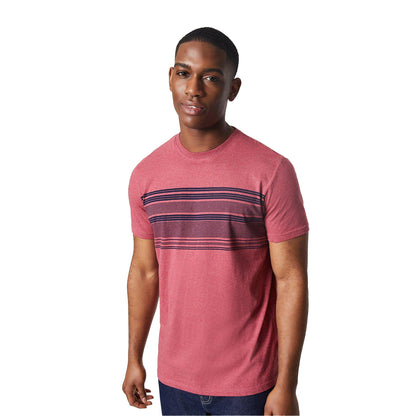 Rose - Front - Maine Mens Chest Stripe Cotton T-Shirt