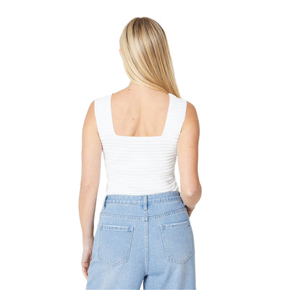 Ivory - Back - Principles Womens-Ladies Ribbed Square Neck Petite Top
