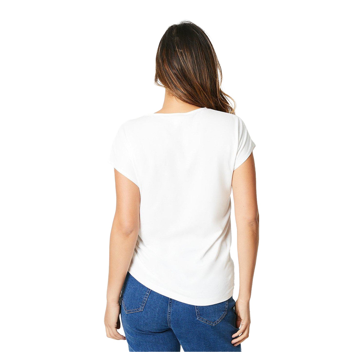 Ivory - Back - Principles Womens-Ladies Ruched Side T-Shirt