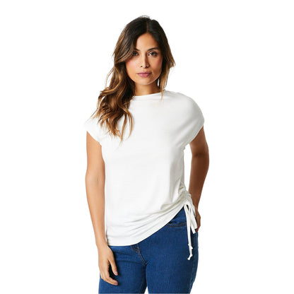 Ivory - Front - Principles Womens-Ladies Ruched Side T-Shirt