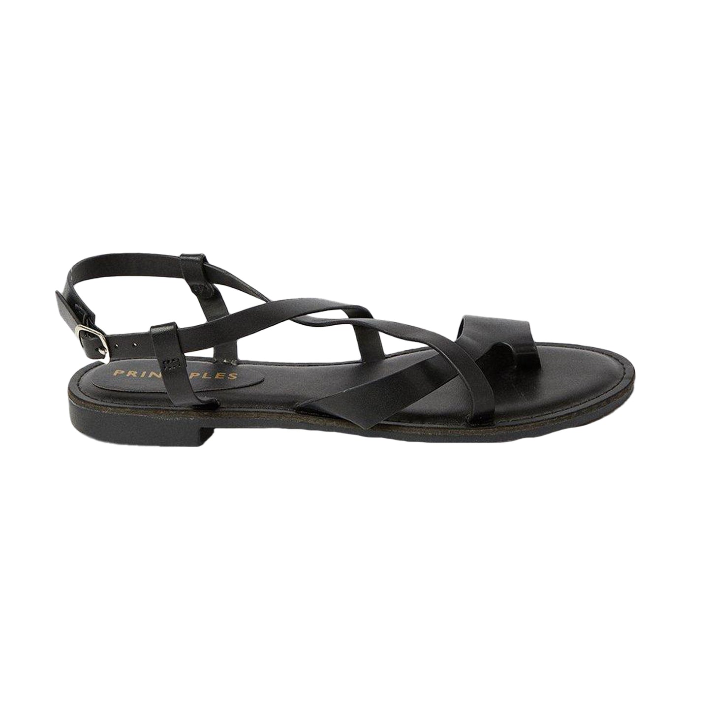 Black - Back - Principles Womens-Ladies Bonnie Toe Loop Flat Sandals