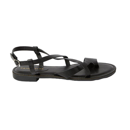 Black - Back - Principles Womens-Ladies Bonnie Toe Loop Flat Sandals