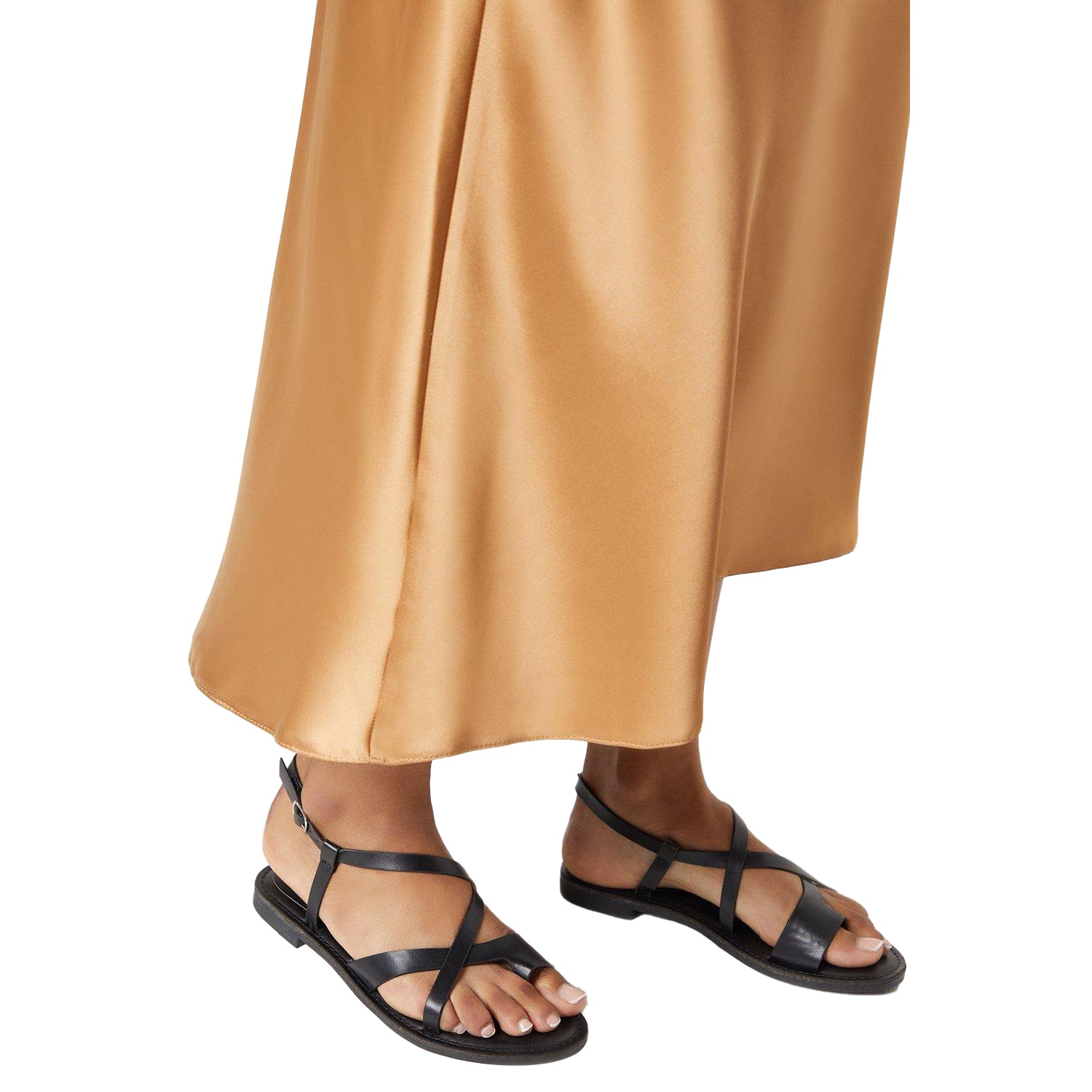 Black - Side - Principles Womens-Ladies Bonnie Toe Loop Flat Sandals