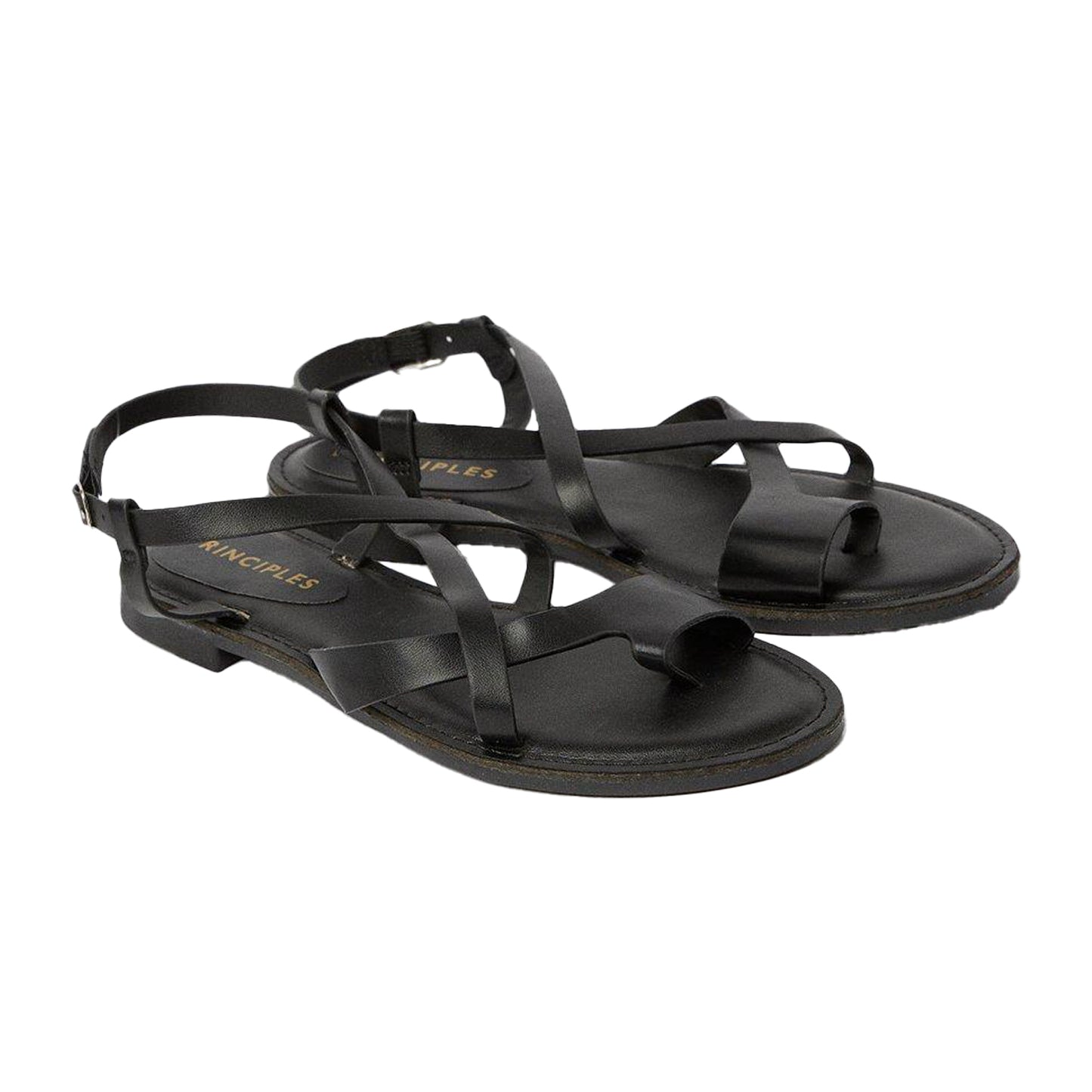 Black - Front - Principles Womens-Ladies Bonnie Toe Loop Flat Sandals