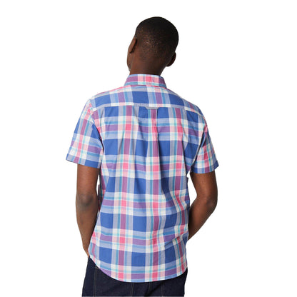 Pink - Back - Maine Mens Large Check Short-Sleeved Summer Shirt