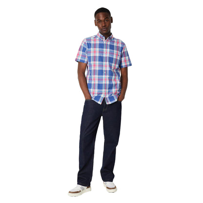 Pink - Side - Maine Mens Large Check Short-Sleeved Summer Shirt