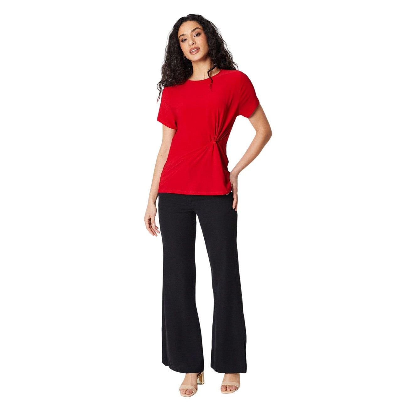 Red - Side - Principles Womens-Ladies Jersey Twisted T-Shirt