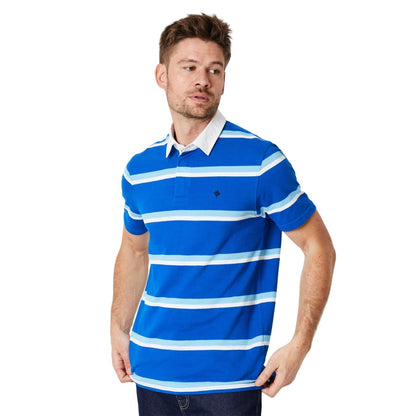 Navy - Front - Maine Mens Marlow Striped Rugby Shirt