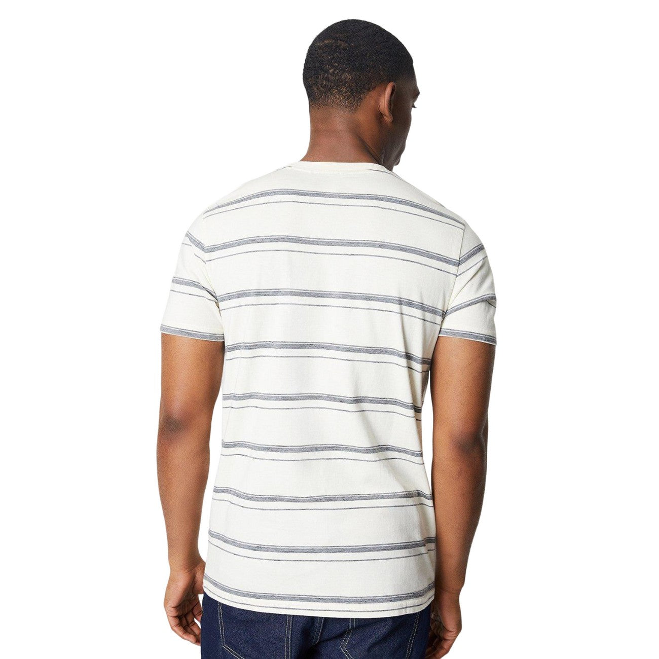 Off White - Back - Maine Mens Wide Stripe T-Shirt