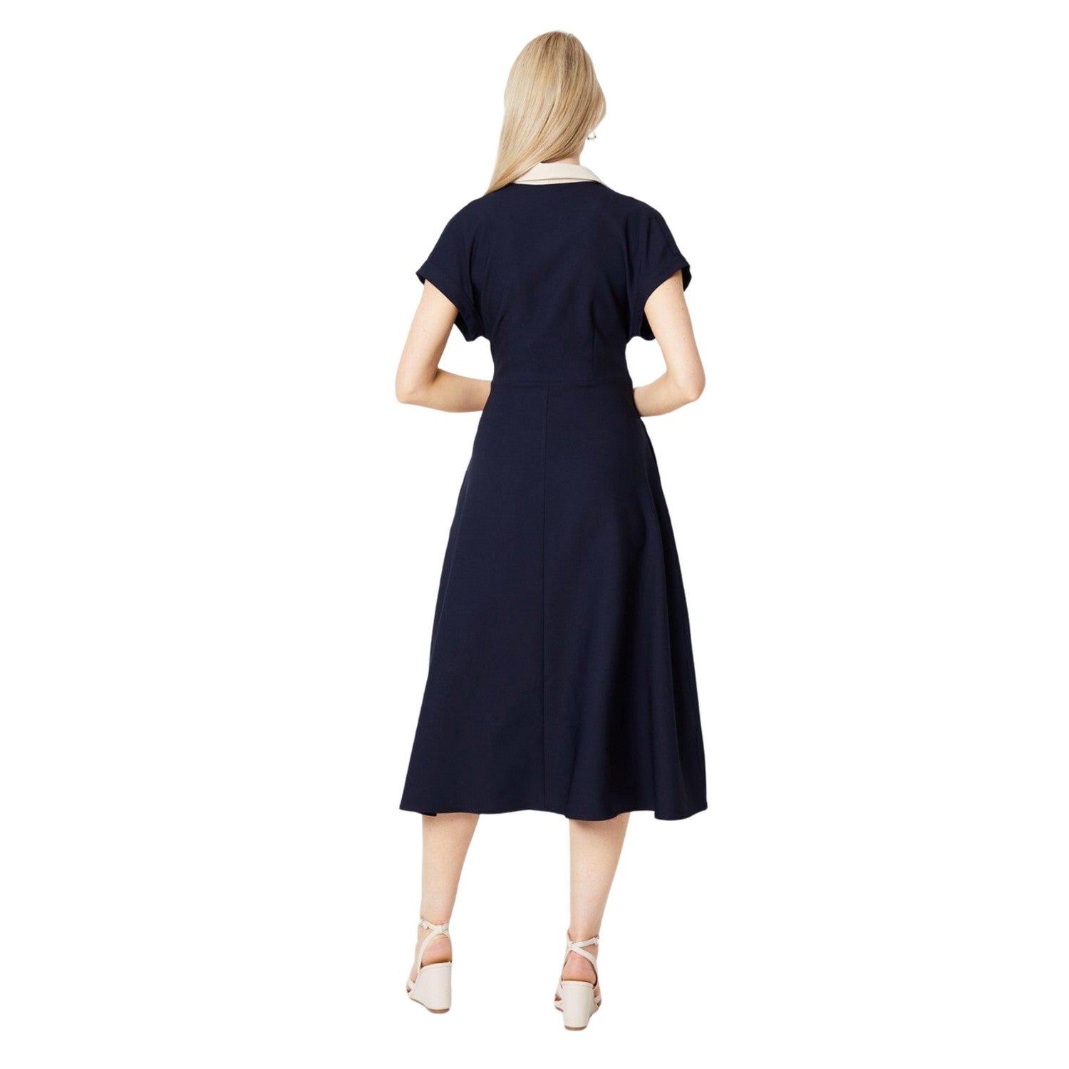 Navy - Back - Principles Womens-Ladies Waist Tie Midi Dress