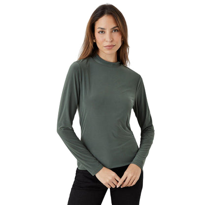 Khaki Green - Front - Principles Womens-Ladies Soft Touch Turtle Neck Top