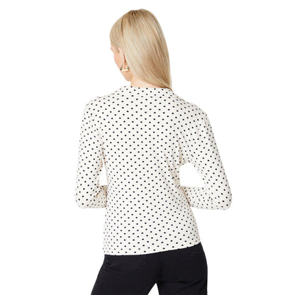 Ivory - Back - Principles Womens-Ladies Collared Jersey Twisted Knot Front Top