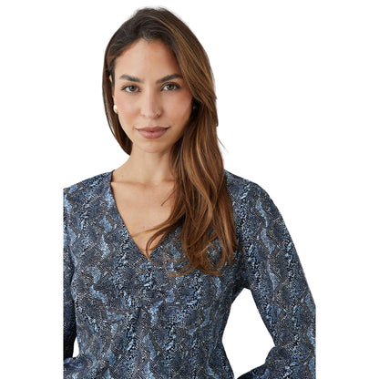 Black - Side - Principles Womens-Ladies Animal Print Ruched Front Long-Sleeved Top