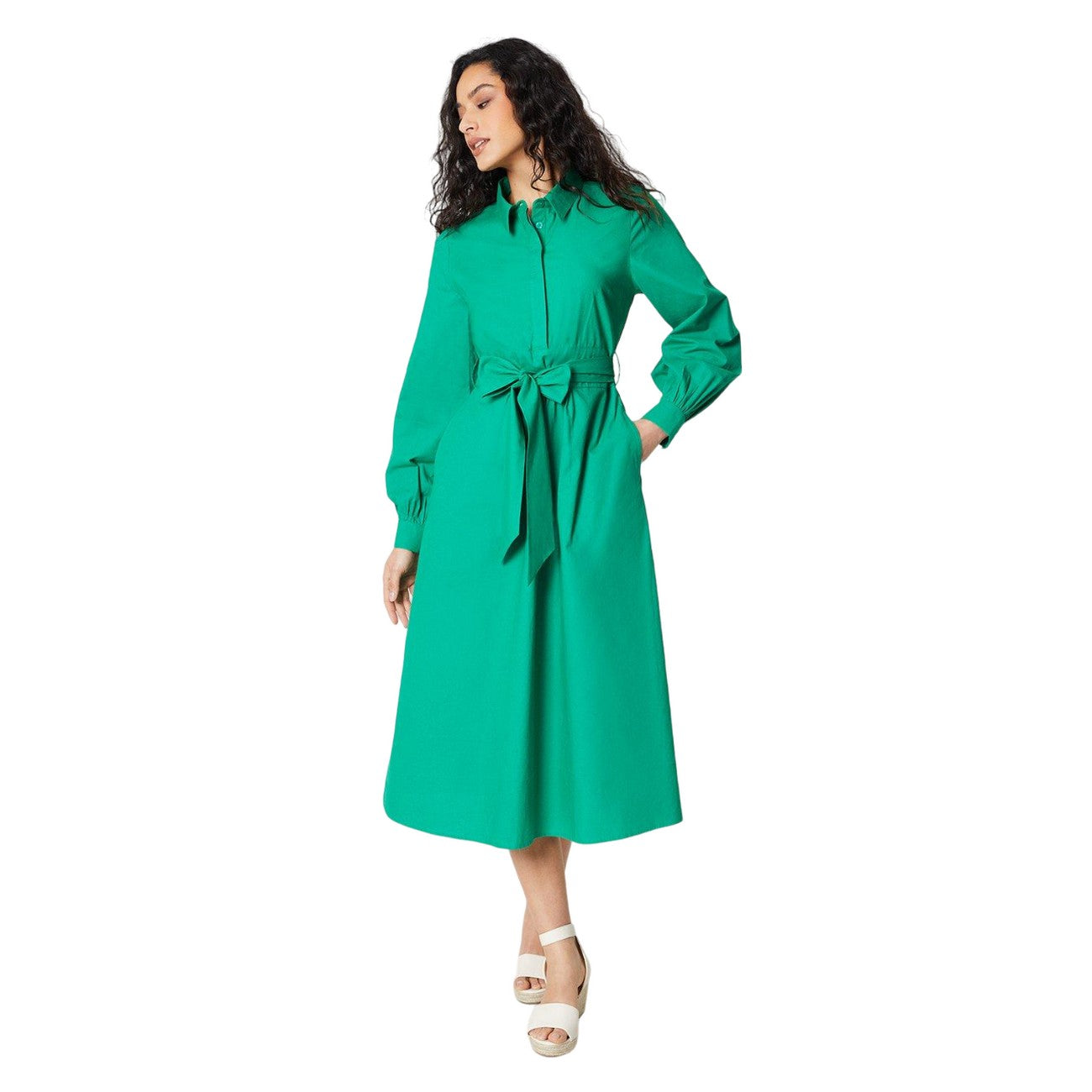 Green - Front - Principles Womens-Ladies Belted Shirt Dress