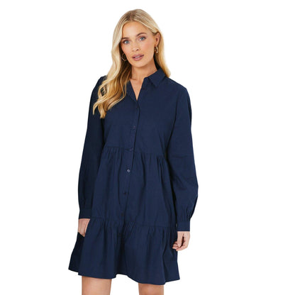 Navy - Front - Principles Womens-Ladies Cotton Poplin Petite Smock Dress