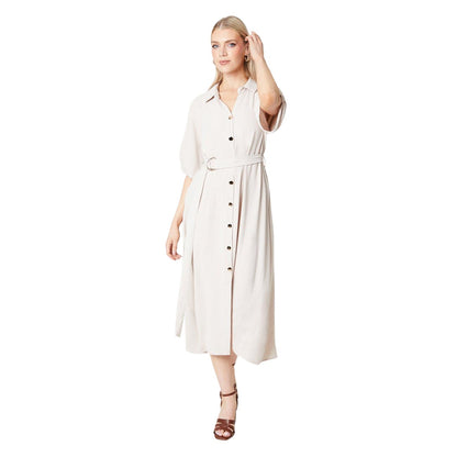 Stone - Front - Principles Womens-Ladies Belted Collared Shirt Dress