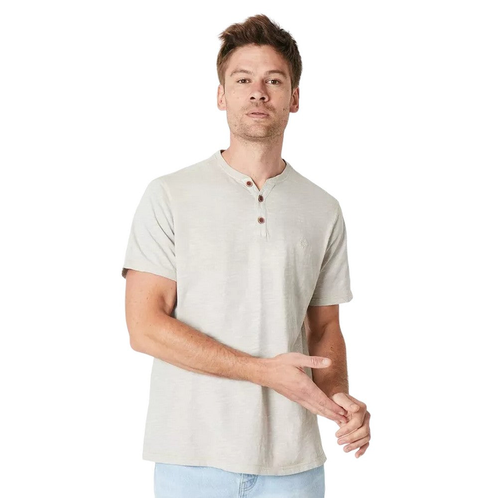 Taupe - Front - Maine Mens Slub Y Neck T-Shirt