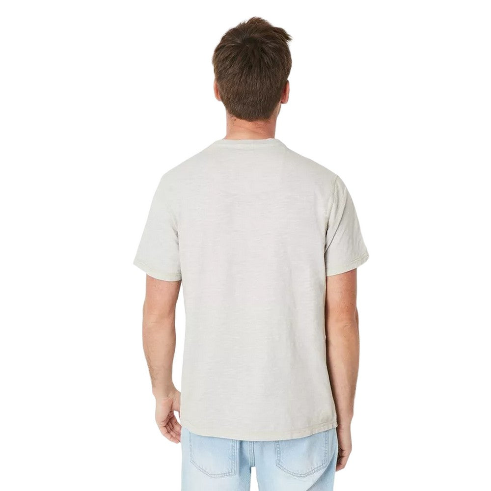 Taupe - Back - Maine Mens Slub Y Neck T-Shirt