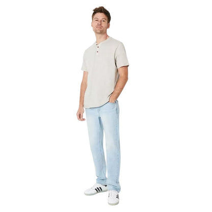 Taupe - Side - Maine Mens Slub Y Neck T-Shirt