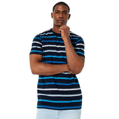 Turquoise - Front - Maine Mens Classic Stripe T-Shirt