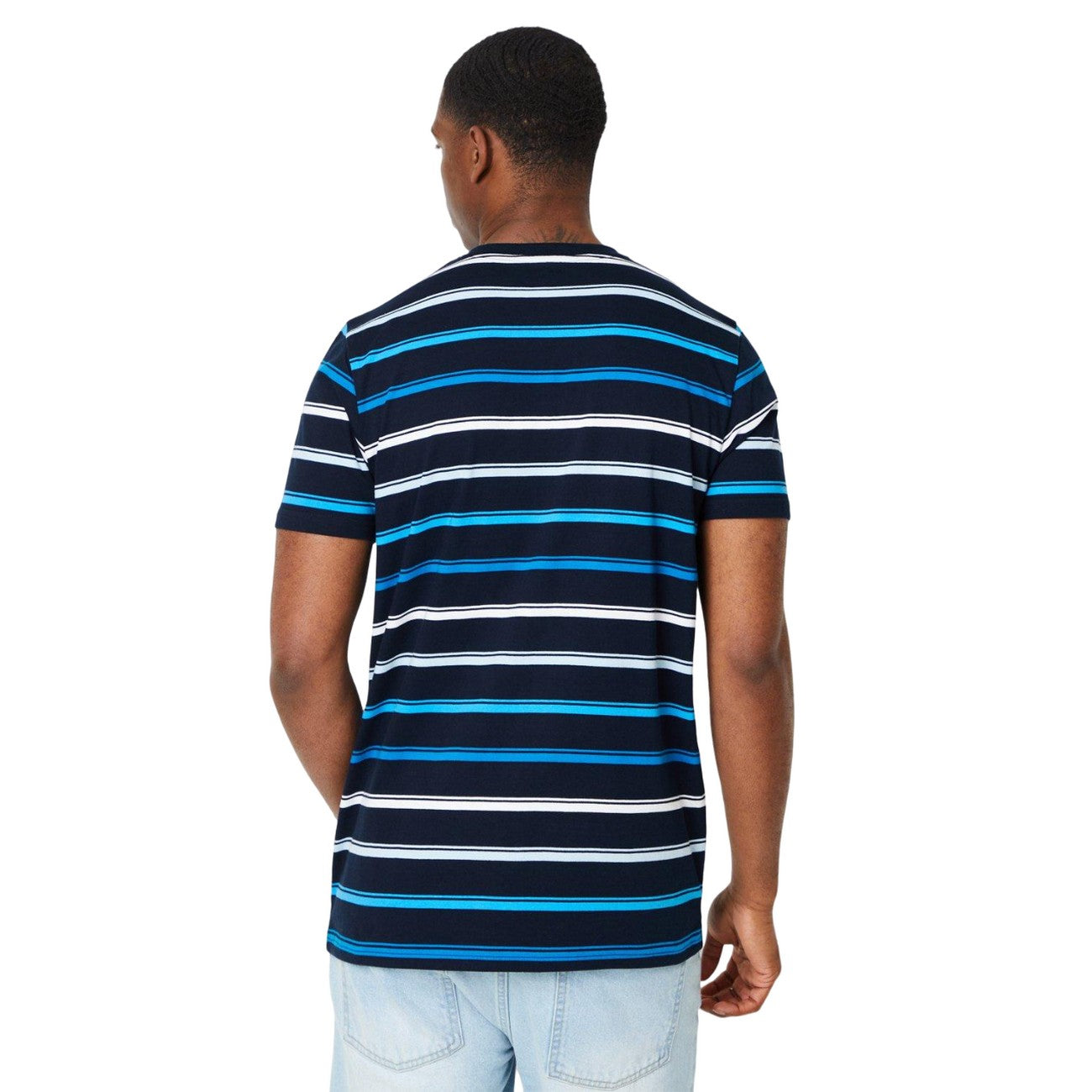 Turquoise - Back - Maine Mens Classic Stripe T-Shirt