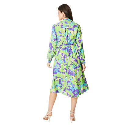 Multicoloured - Back - Principles Womens-Ladies Abstract Floral Belt Shirt Dress