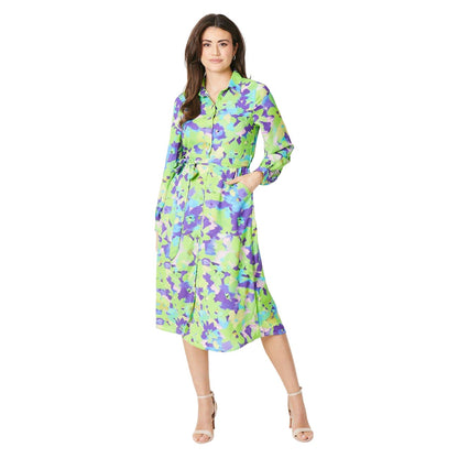 Multicoloured - Front - Principles Womens-Ladies Abstract Floral Belt Shirt Dress