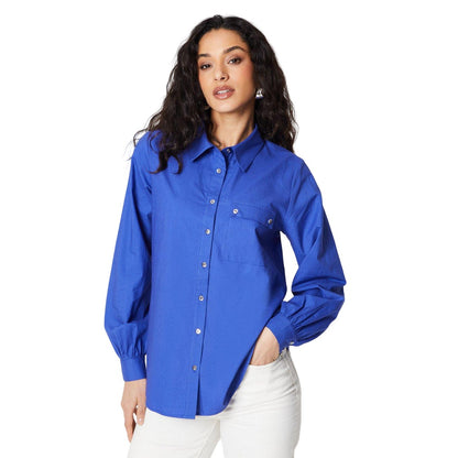 Powder Blue - Front - Principles Womens-Ladies Poplin Shirt