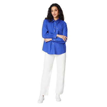 Powder Blue - Side - Principles Womens-Ladies Poplin Shirt
