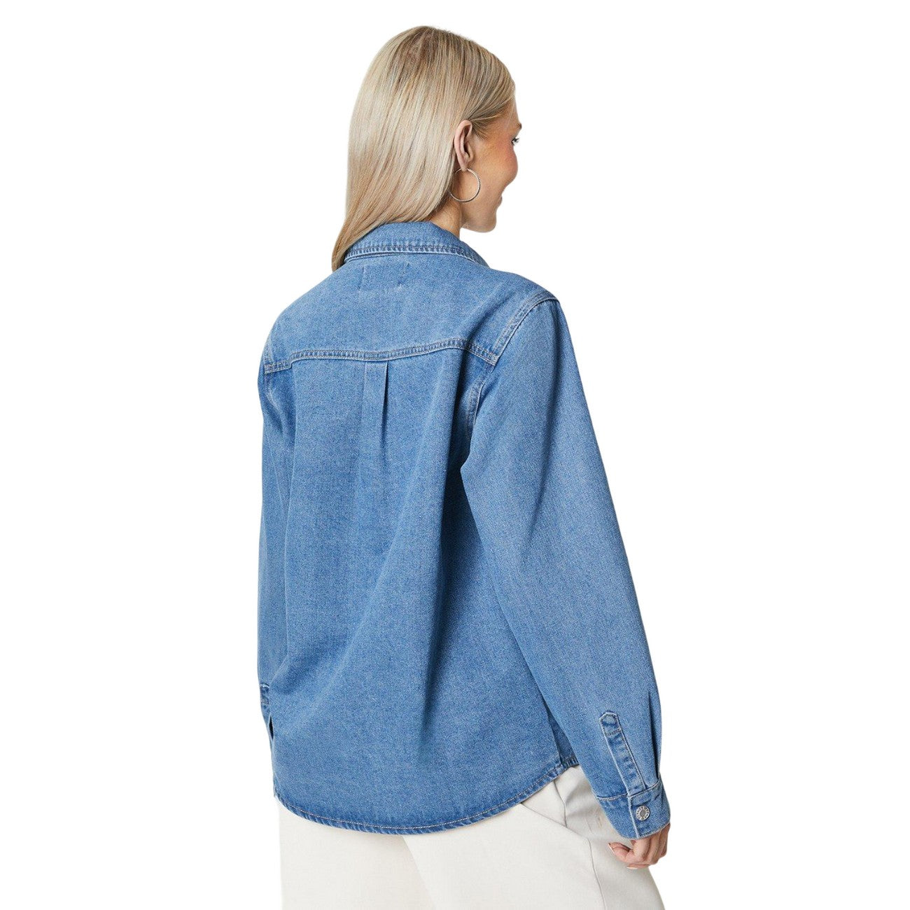 Mid Wash - Back - Principles Womens-Ladies Denim Long-Sleeved Shirt