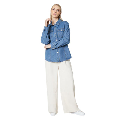 Mid Wash - Side - Principles Womens-Ladies Denim Long-Sleeved Shirt