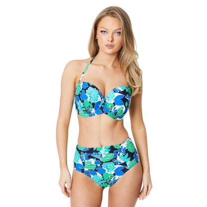 Blue-Green-White - Front - Gorgeous Womens-Ladies Bold Blooms Strapless Bikini Top