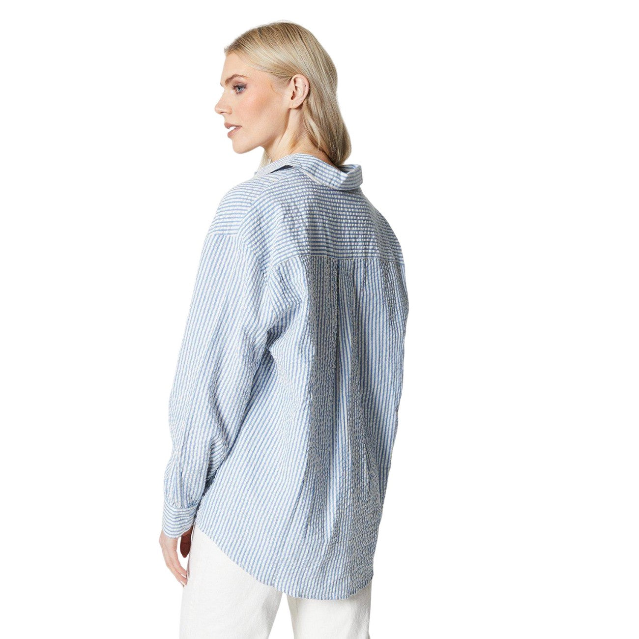 Pale Blue-White - Back - Principles Womens-Ladies Stripe Shirt