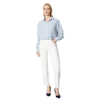 Pale Blue-White - Side - Principles Womens-Ladies Stripe Shirt