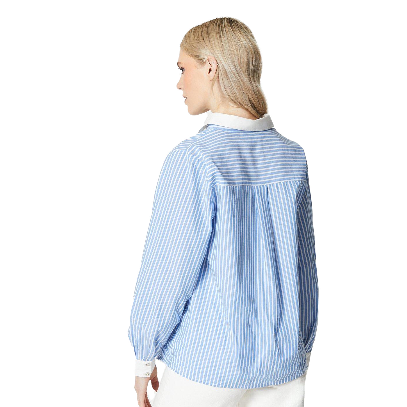 Blue-White - Back - Principles Womens-Ladies Stripe Poplin Shirt