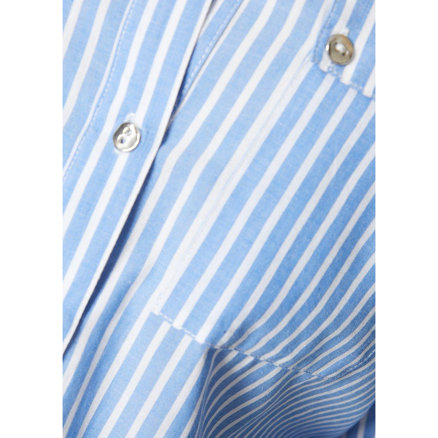 Blue-White - Side - Principles Womens-Ladies Stripe Poplin Shirt
