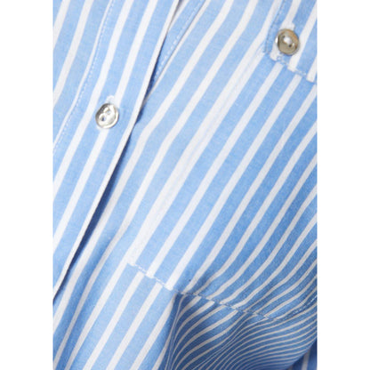 Blue-White - Side - Principles Womens-Ladies Stripe Poplin Shirt