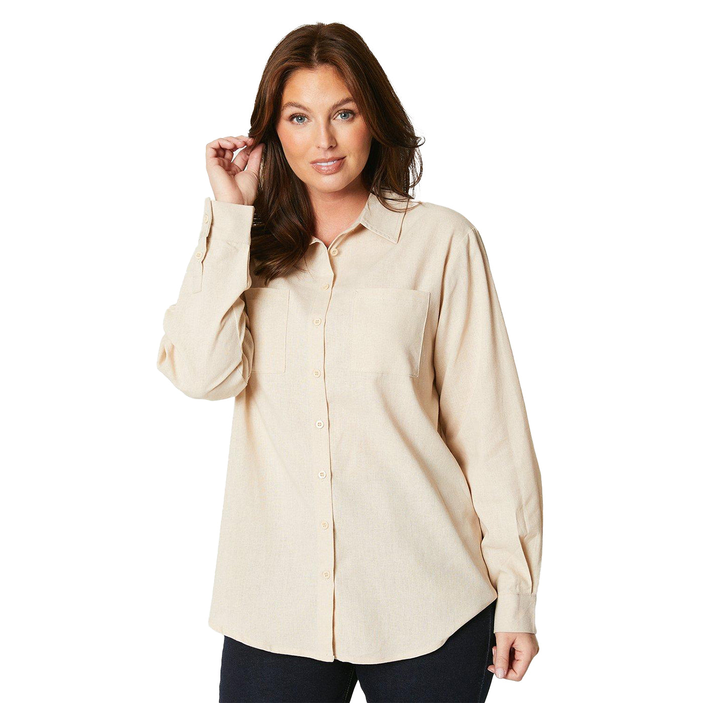 Sand - Front - Principles Womens-Ladies Linen Blend Shirt