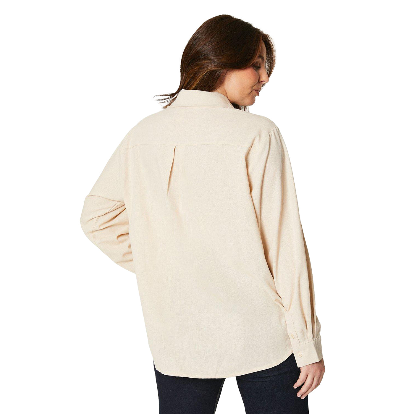 Sand - Back - Principles Womens-Ladies Linen Blend Shirt