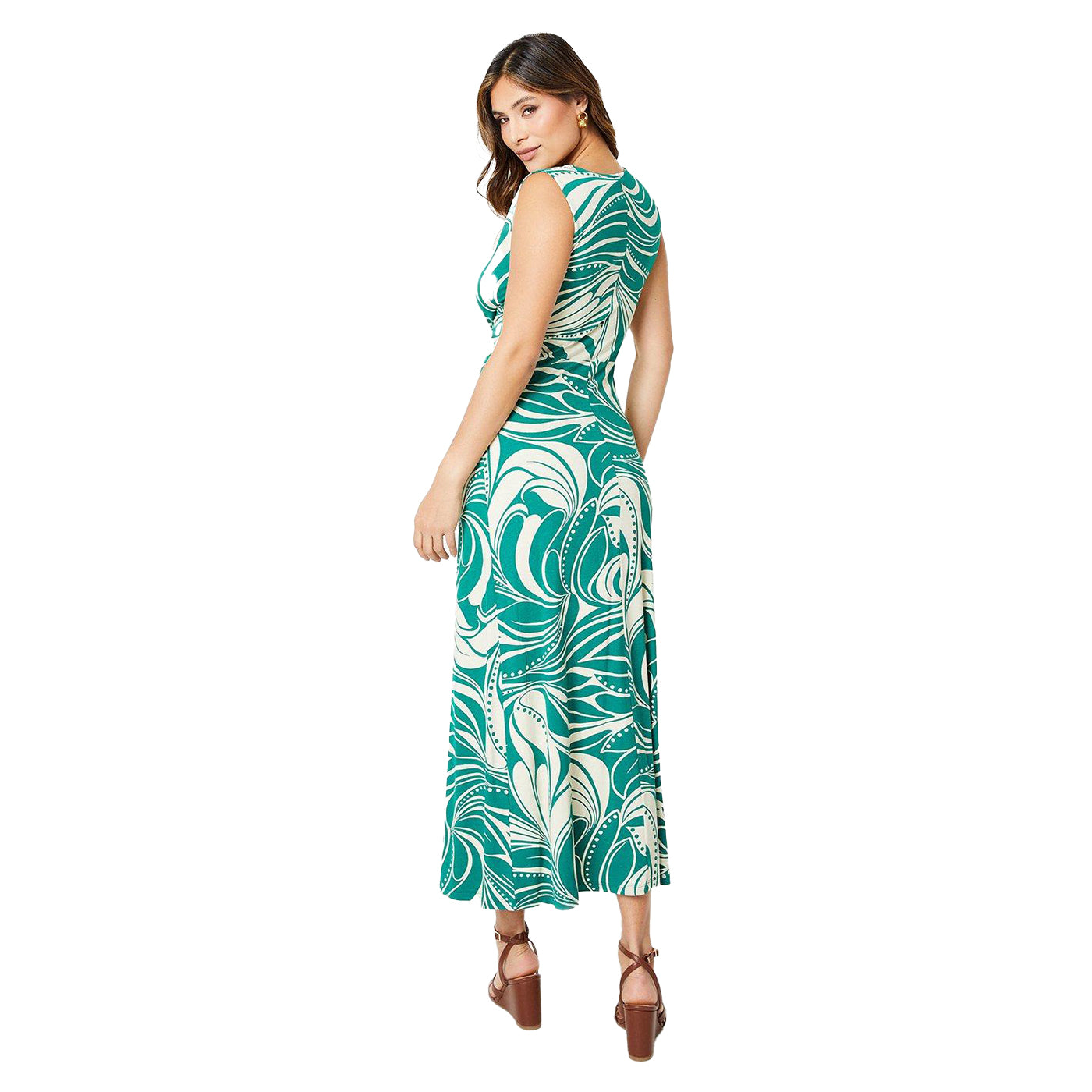 Green - Back - Debenhams Womens-Ladies Jersey Twisted Knot Front Dress