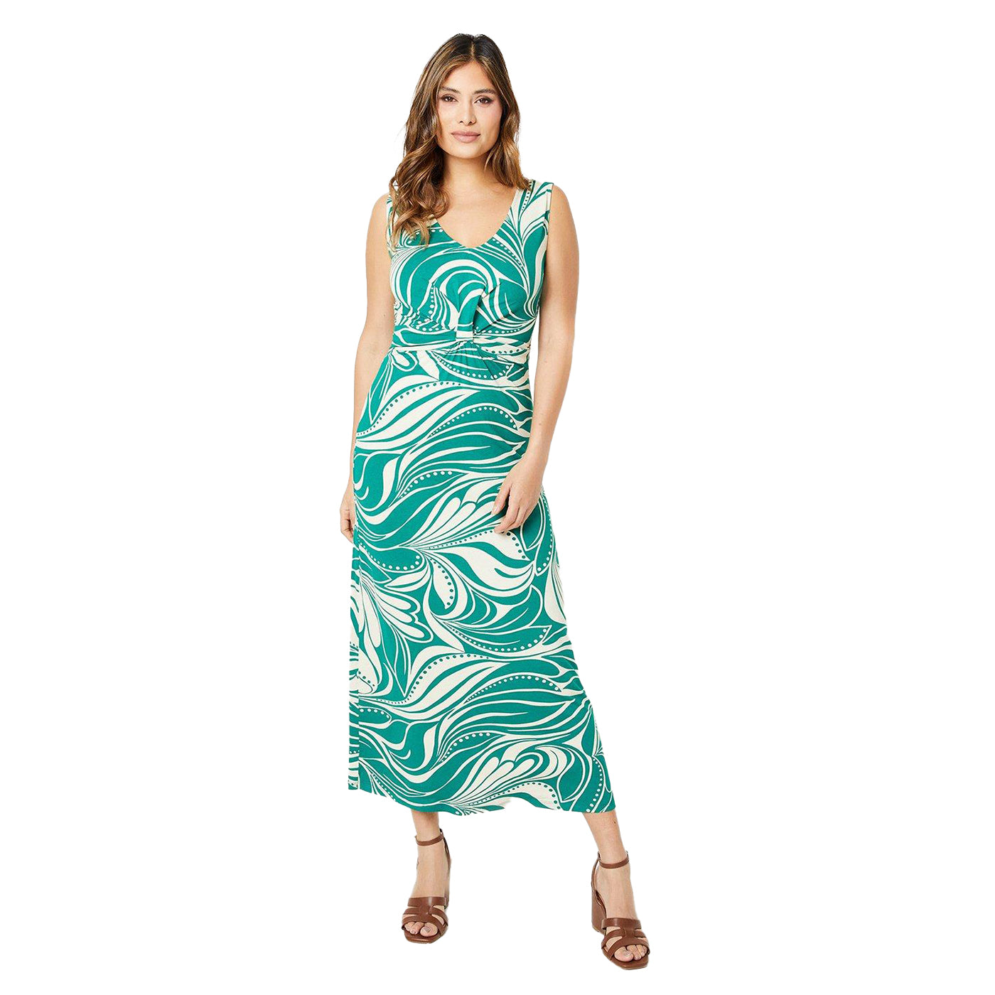 Green - Front - Debenhams Womens-Ladies Jersey Twisted Knot Front Dress