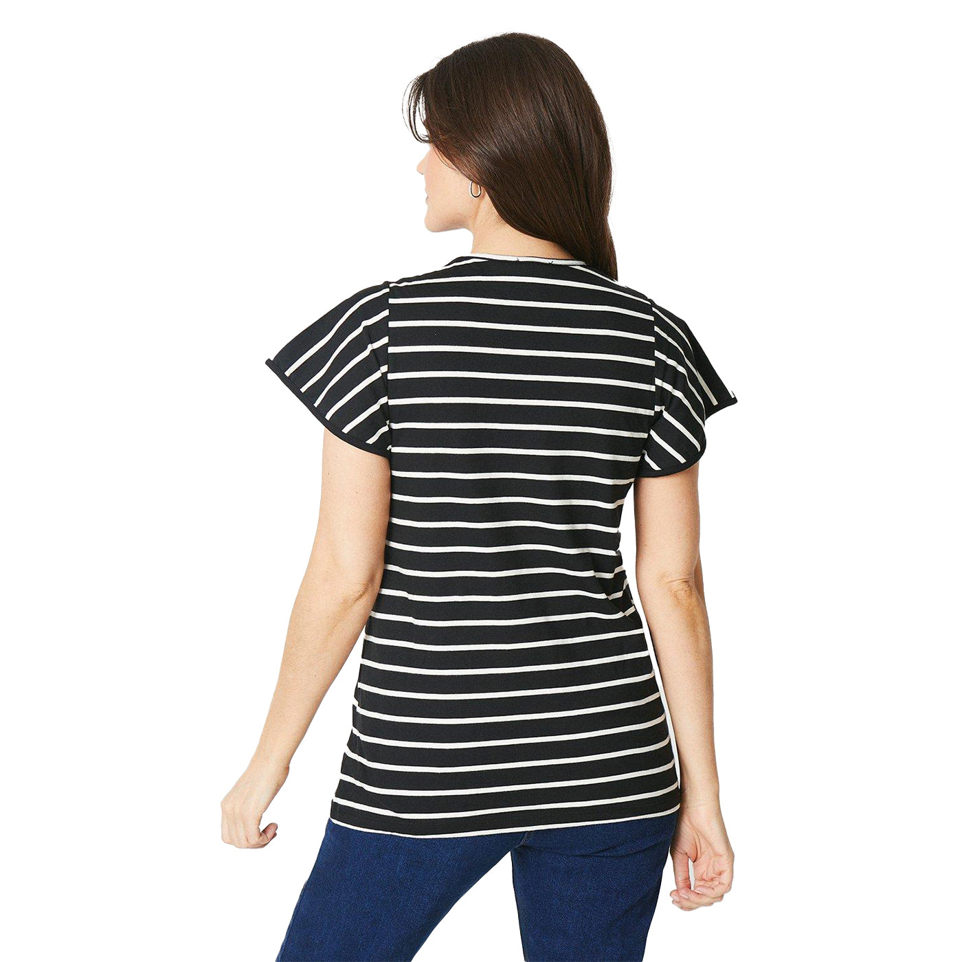Black-White - Back - Principles Womens-Ladies Jersey Ruffle Top