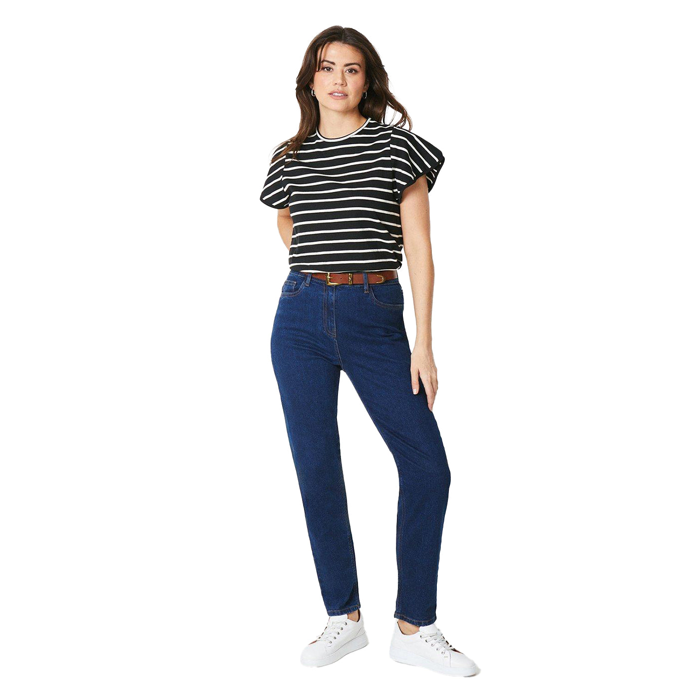 Black-White - Lifestyle - Principles Womens-Ladies Jersey Ruffle Top
