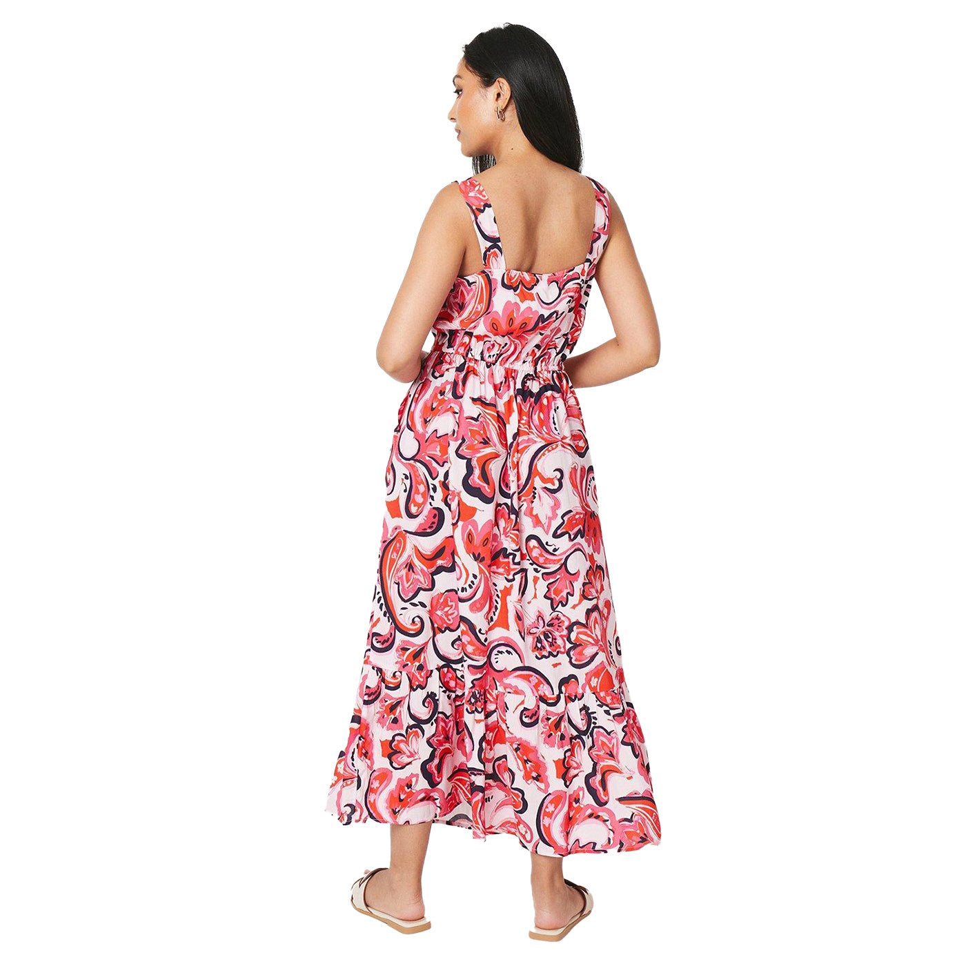 Pink - Back - Principles Womens-Ladies Paisley Midi Petite Sundress