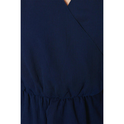 Navy - Side - Principles Womens-Ladies Mock Wrap Petite Top