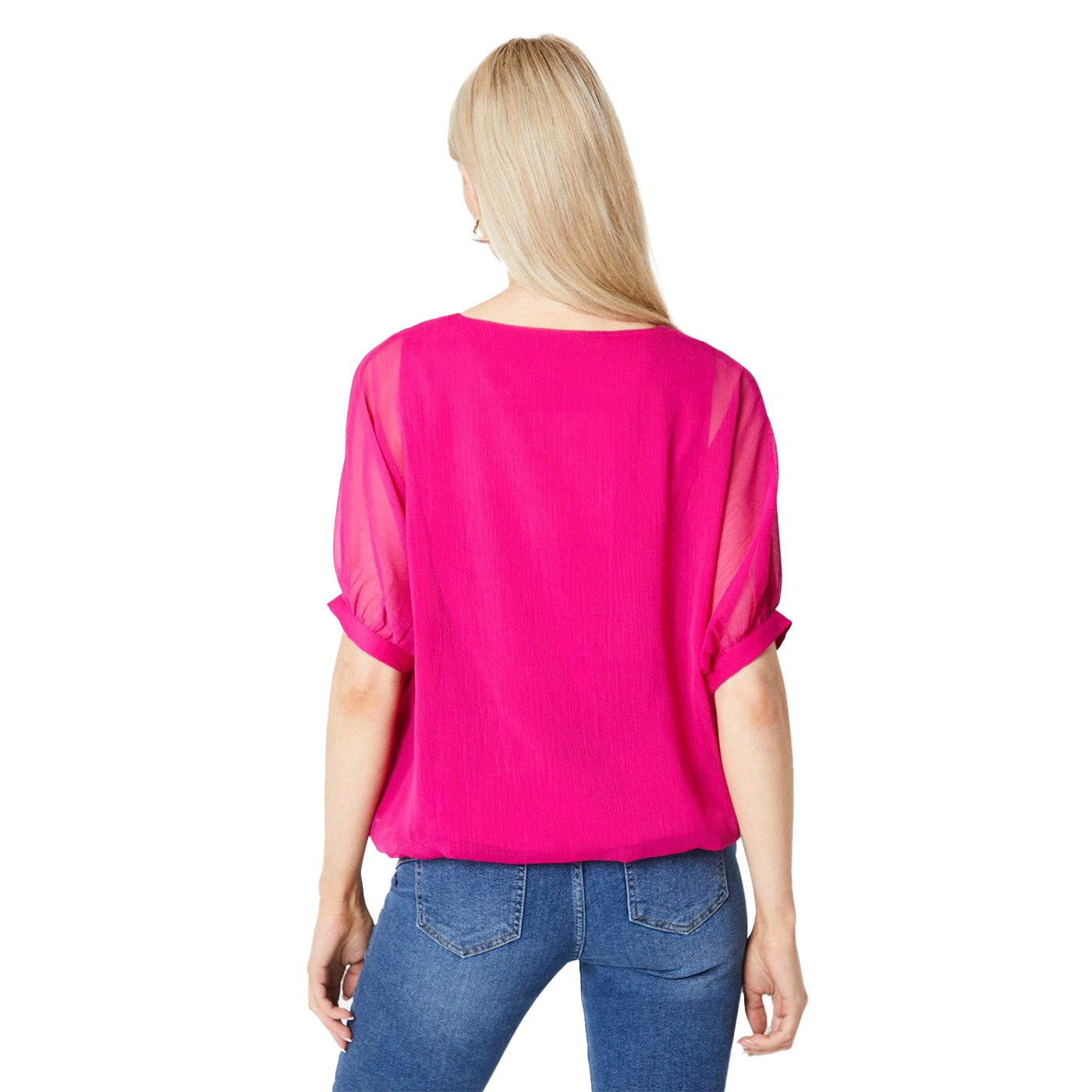 Pink - Back - Principles Womens-Ladies Bubble Hem Top